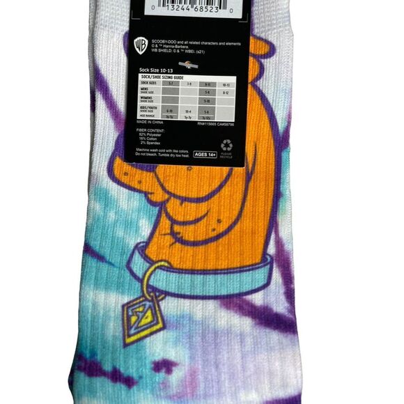 Scooby-Doo Crew Socks Purple Tie-Dye Bioworld Size 8-12 - Picture 3 of 5